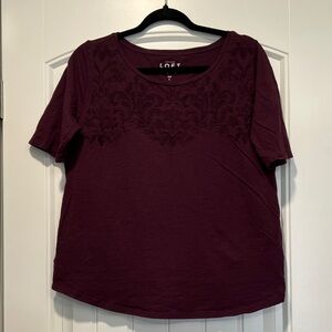 LOFT Short Sleeve Top in Rich Plum